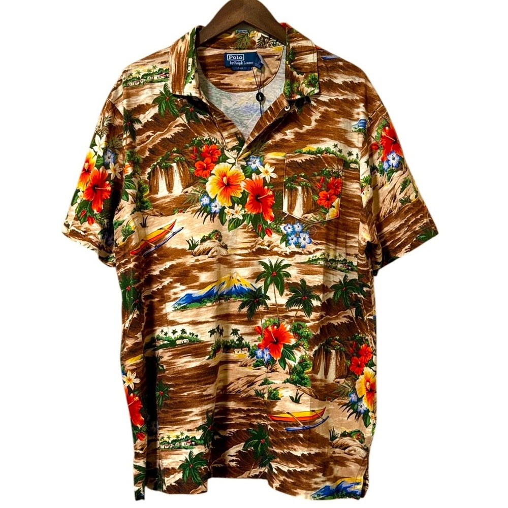 Polo Ralph Lauren Classic Fit Tropical Linen Cotton Blend Polo Size Large